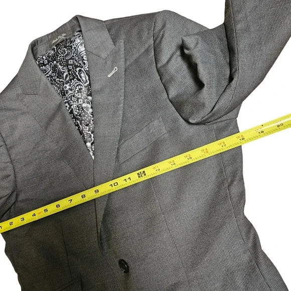 Indochino Two-Button Wool Sport Coat Blazer Jacket Paisley Lined Sz 36 (P) Gray - Picture 9 of 10